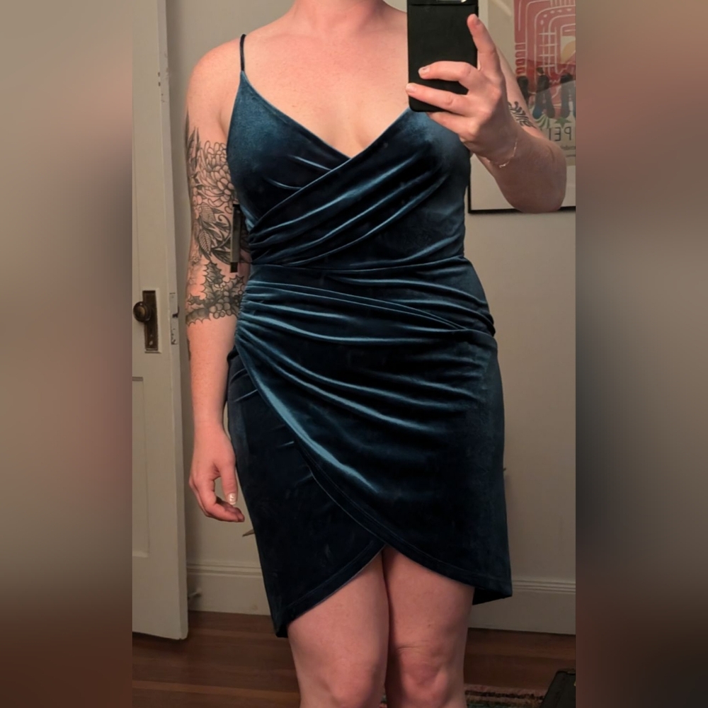 Free Press velour wrap mini dress